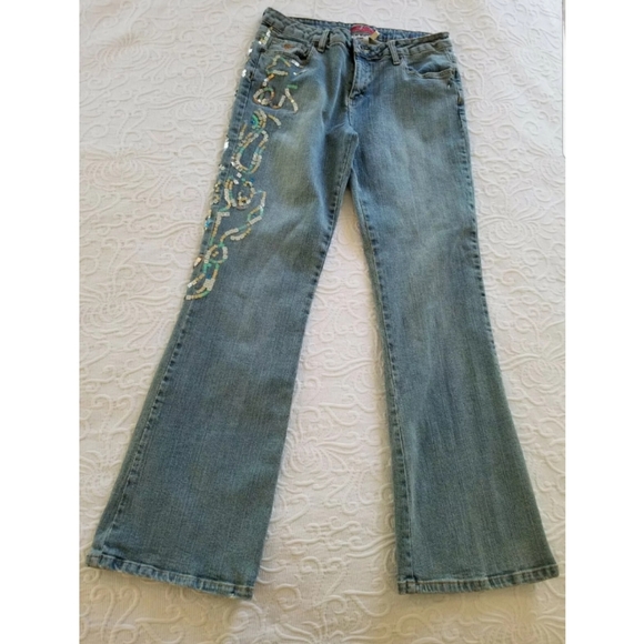 Vintage denim jeans boot cut embellished fun sz 9 - Picture 4 of 6